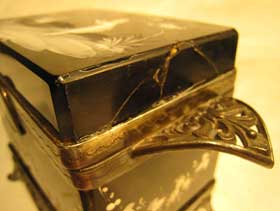 Antique glass black box sculpture broken