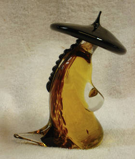 Antique Chinese figure glass art repaired by Michael Bokrosh