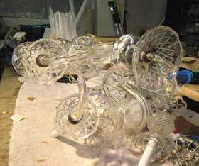 Antique glass chandelier broken