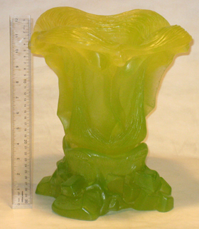 Daum yellow vase art glass repaired by Michael Bokrosh