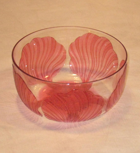 Lalique crystal orange leaf bowl art glass repaired by Michael Bokrosh