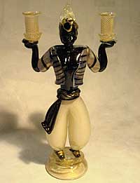 Murano art glass figure balancing repaired by Michael Bokrosh