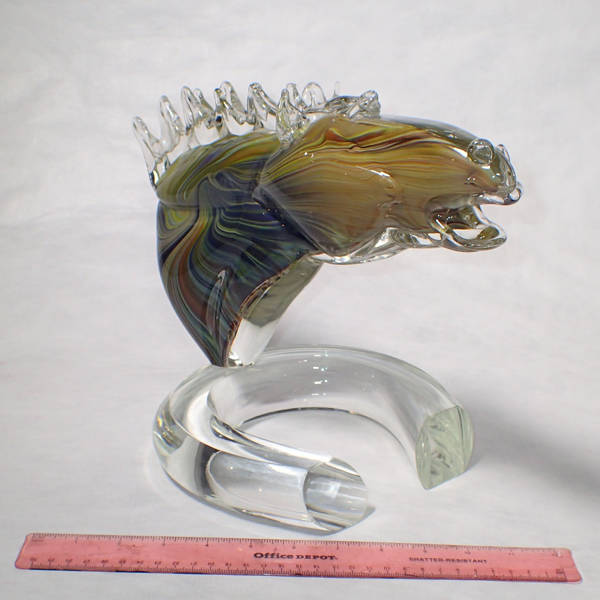 Murano horse head art glass repaired by Michael Bokrosh