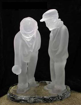 Murano art glass two men repaired by Michael Bokrosh
