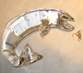 Steuben crystal trout glass art broken