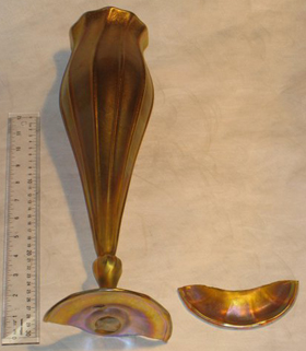 Tiffany art glass bud vase 2 broken