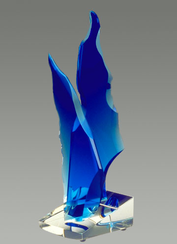 Lancelot and Guinevere colored art glass sculpture by Michael Bokrosh